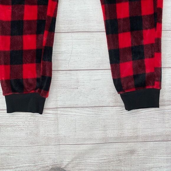Secret treasures pull on checkered print plush jogger PJ’s red & black sz XL - Picture 2 of 7
